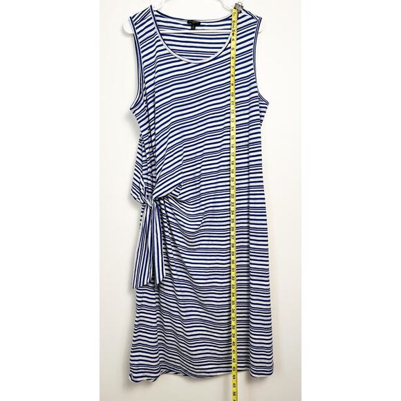 Talbots Plus 100% Cotton Side Tie Shift Dress 1X Striped Sleeveless Coastal - Picture 9 of 12